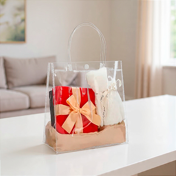 Sacola Bolsa Sacolão Pvc Cristal Transparente Praia Clube