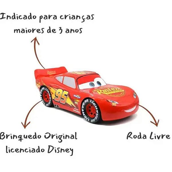 Carrinho McQueen Disney Pixar Carros 1:14 35cm Roda Livre