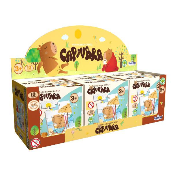 Kit 6 Mini Quebra Cabeça Capivaras  Em Madeira