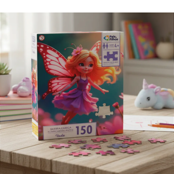 Quebra-Cabeça Infantil Fada 150 Peças Pais e Filhos Jogo Educativo Original Colorido