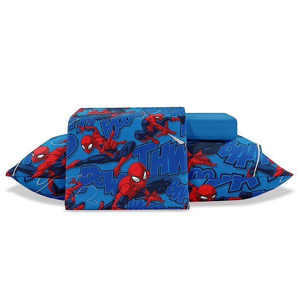 Jogo De Cama Solteiro 300 Fios Homem Aranha 3 Peças Jolitex
