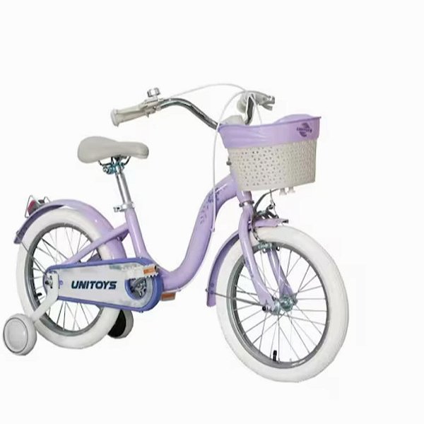 Bicicleta Infantil Retrô Aro 16 Lilás com Rodinhas e Cesta