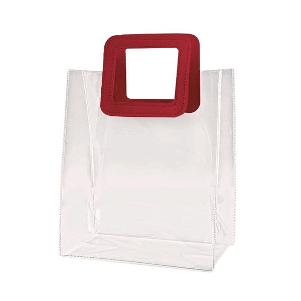 Sacola Transparente PVC Multiuso com Alça Quadrada de Couro