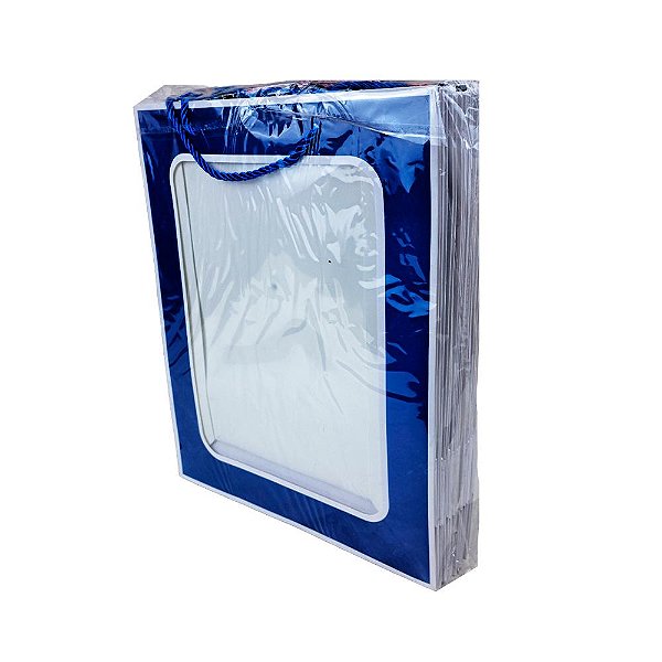 Kit 12 Sacolas de Papel Com Visor Transparente para Presente