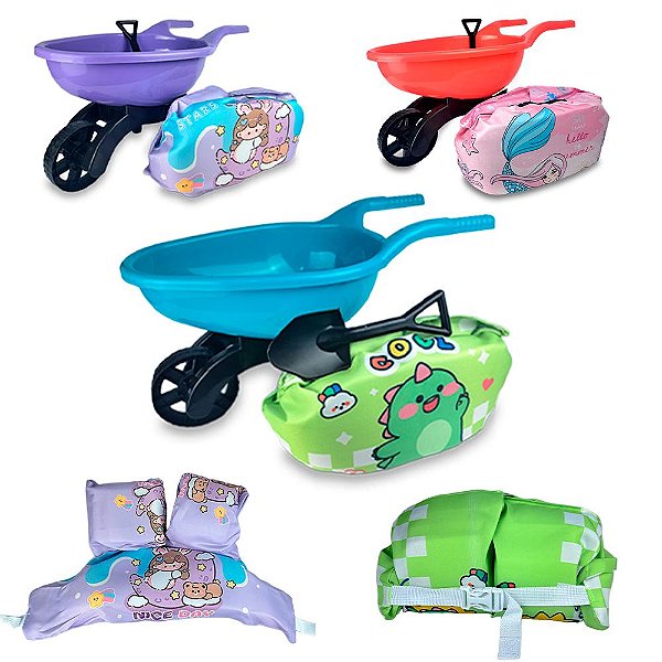 Kit Carriola + Boia Infantil com Colete – Verão Divertido