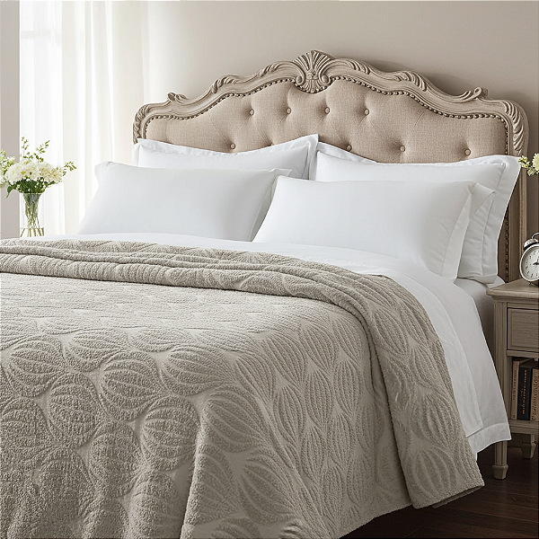 Colcha Vintage Classic Encanto Bege 2,40m x 2,60m -Jolitex