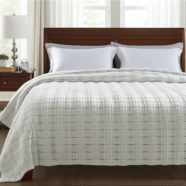 Cobertor Casal Lili Katz Art Déco Branco 2,20MX2,40M Jolitex