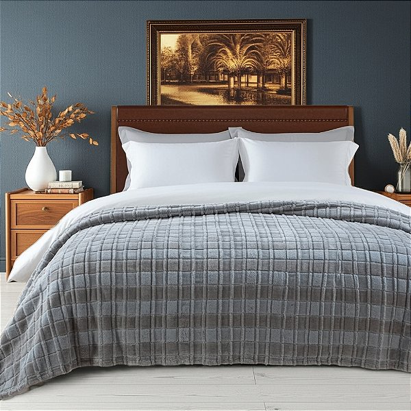 Cobertor Casal Lili Katz Art Déco Azul 2,20M X 2,40M Jolitex