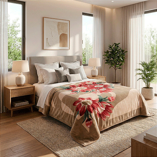 Cobertor Kyor Plus Perugia Bege 1,80x2,20m -Ternille Jolitex