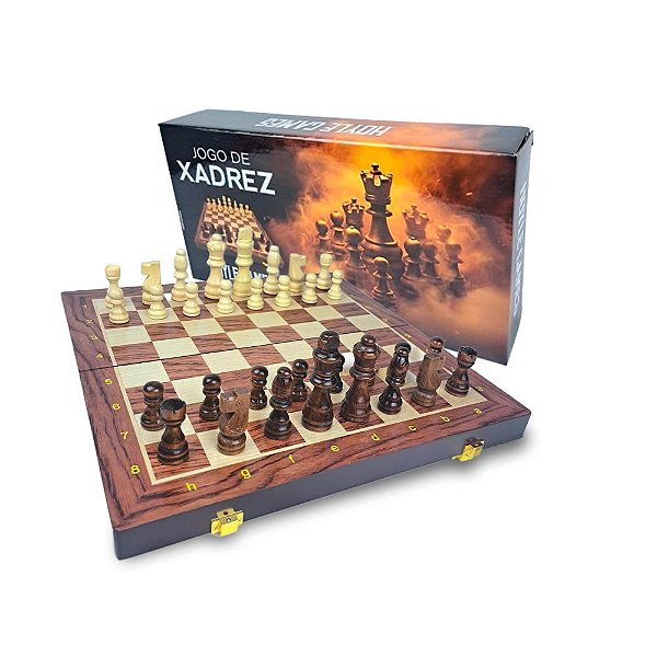 Jogo de Xadrez Luxo em Madeira HOYLE GAMES Tabuleiro 34X34CM