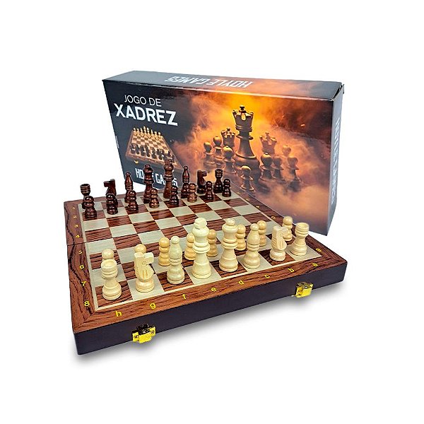 Jogo de Xadrez Luxo em Madeira HOYLE GAMES Tabuleiro 29X29CM