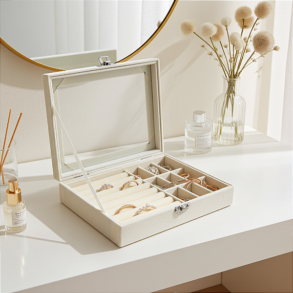 Caixa Porta Jóias bijouterias com Visor Transparente