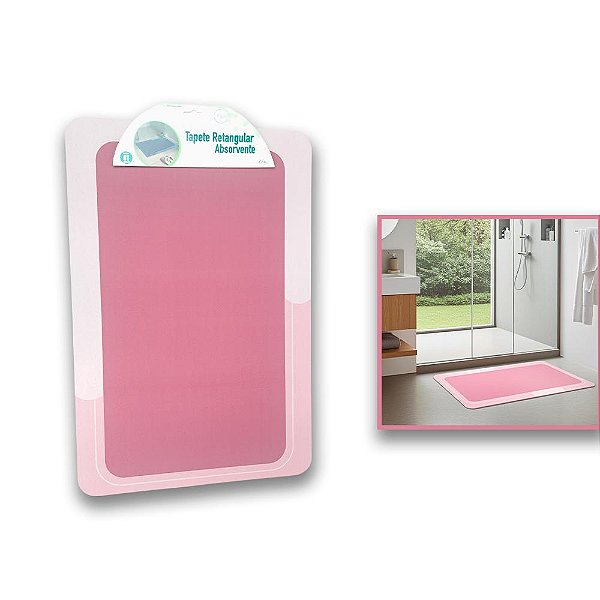 Kit 2 Tapetes Banheiro Rosa Antiderrapante e Absorvente