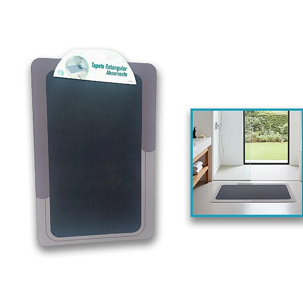 Kit 2 Tapetes Banheiro Cinza Antiderrapante e Absorvente