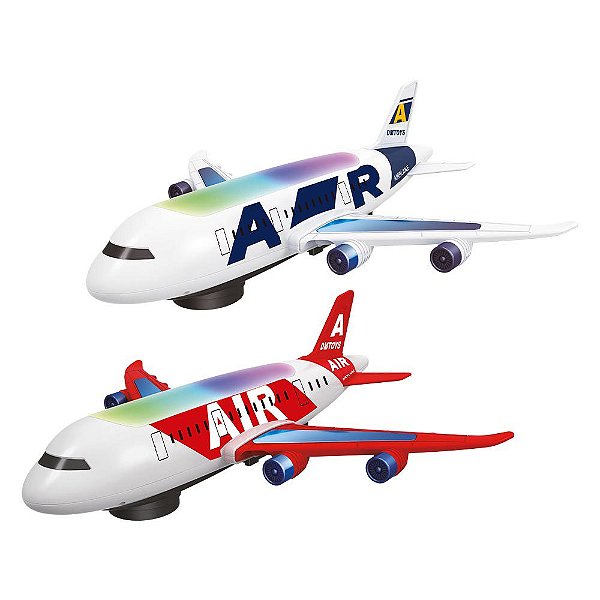 Avião Brinquedo Luz Som Automático Bate e Volta DM Toys