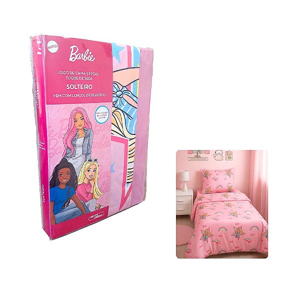 Jogo de Cama Barbie Solteiro 3 PÇS Toque de Seda JOLITEX
