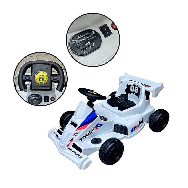 Carrinho Elétrico Infantil Sport F1 com Faróis LED e Som