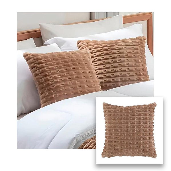 Capa de Almofada de Veludo Snow Marrom Jolitex - 45x45Cm