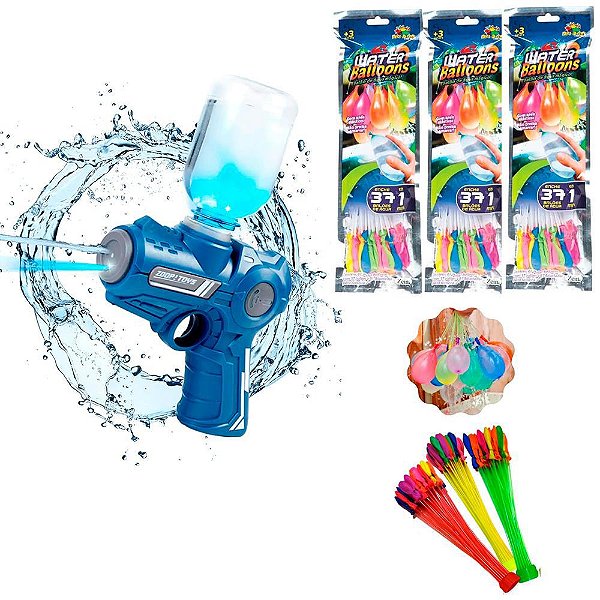Super Pistola de Água Elétrica Automática USB Potente + 111 Balões Azul