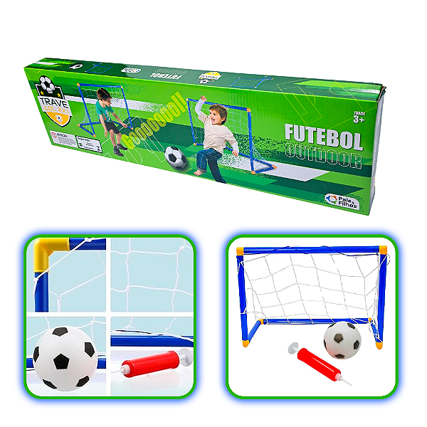 Trave Gol Futebol Infantil 2x1 com Bola e Bomba Azul