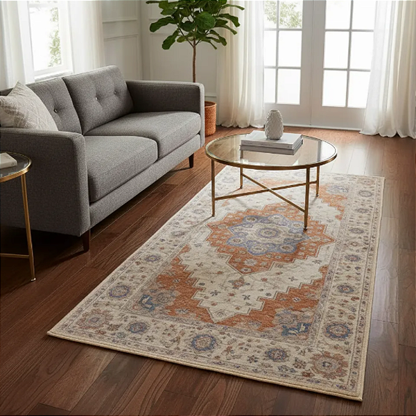 Tapete Passadeira Vinci Florença Jolitex 50x120cm – Toque Suave, Antiderrapante, Elegante e Ideal para Corredores, Cozinha e Sala