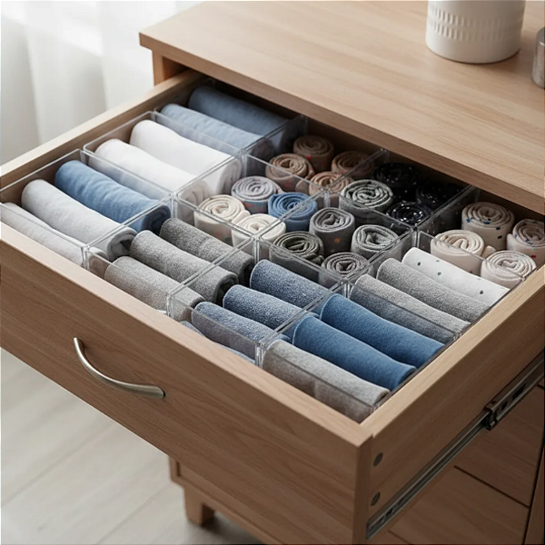 Divisória Organizadora de Gaveta Transparente – Ajustável, Moderna e Ideal para Qualquer Ambiente