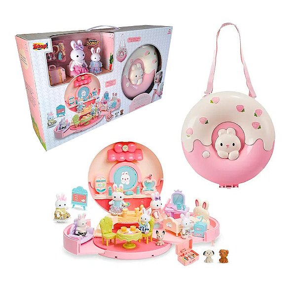Bolsinha Casinha Feliz Donut Miniatura Com Acessórios Brinquedo