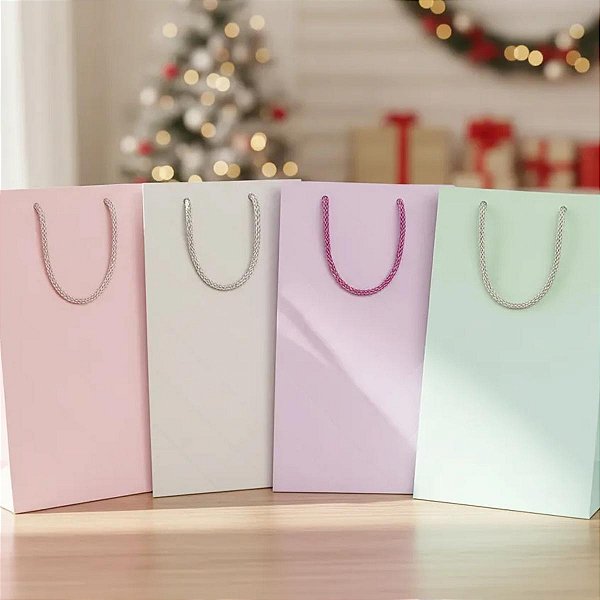 Kit 12 Sacolas Presente 30x41x12cm Cores Sortidas Kit Girl