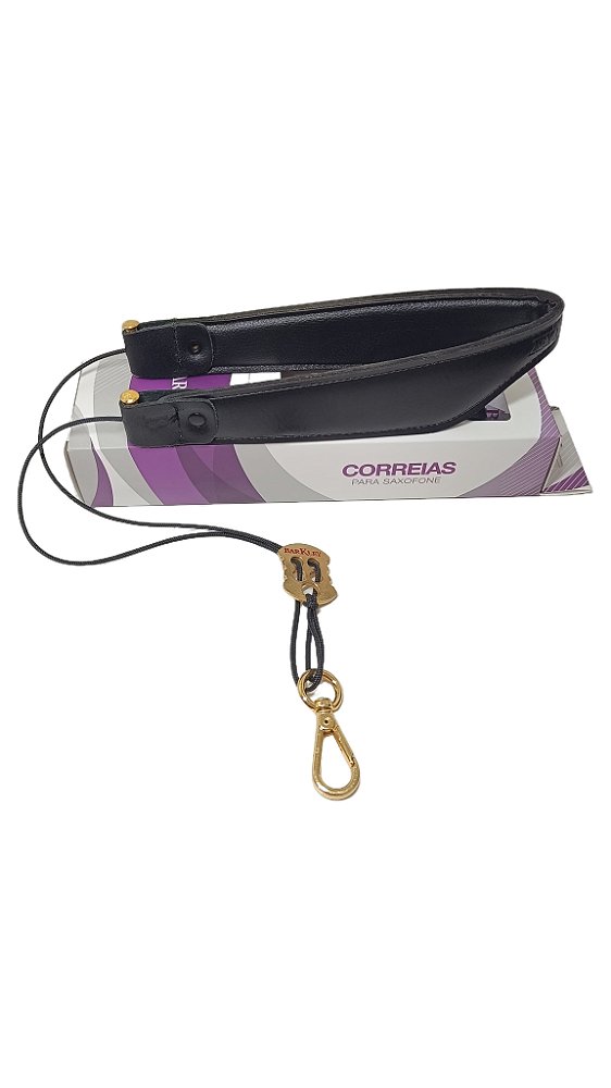 Correia Sax Tenor Barkley Modelo Fit Preta com Fechos Dourados