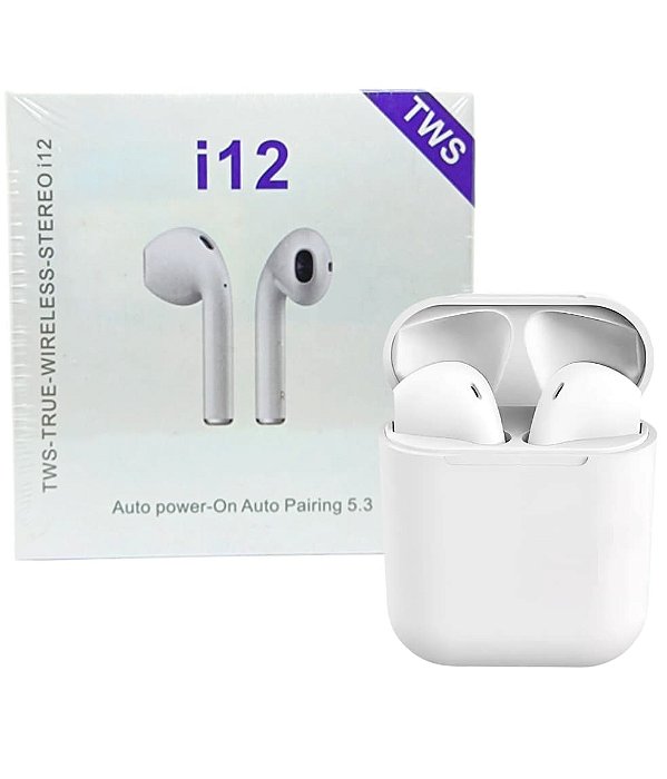 Fone de Ouvido i12 TWS Bluetooth Sem Fio V5.3 Estéreo Com Case Branco