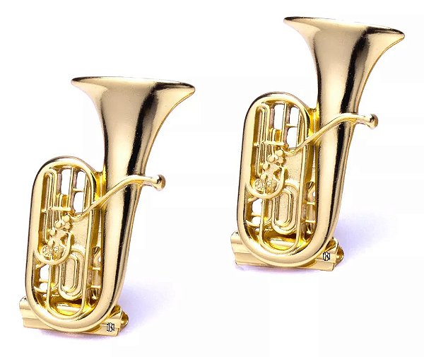 Prendedor de Hinário/ Partitura Luxo Tuba com Flash de Ouro (Par)