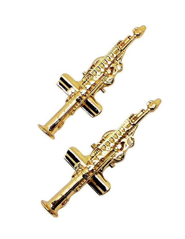Prendedor de Hinário/ Partitura Luxo Sax Soprano com Flash de Ouro (Par)