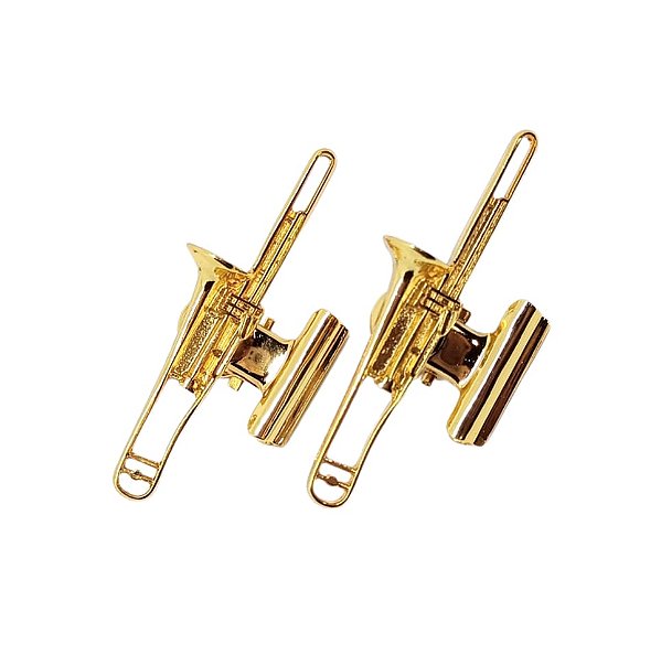 Prendedor de Hinário/ Partitura Luxo Trombone com Flash de Ouro (Par)