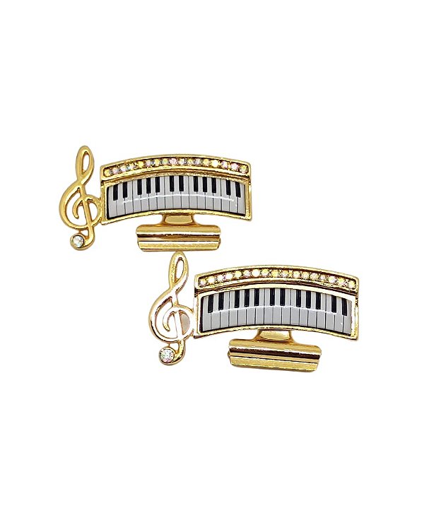 Prendedor de Hinário/ Partitura Luxo Organista com Flash de Ouro e Strass Brilhante (Par)