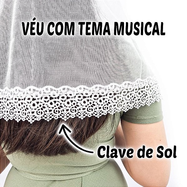 Véu CCB Organista Renda Musical Clave de Sol Adulto