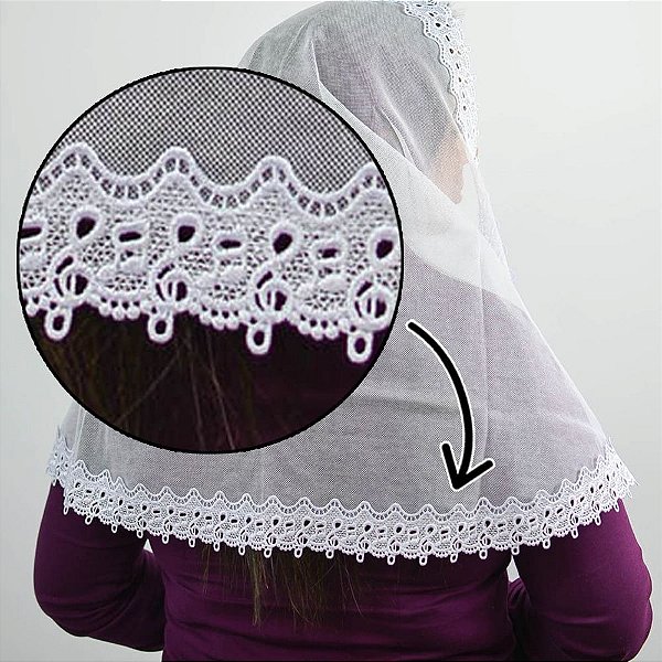 Véu CCB Adulto com Renda Musical Organista