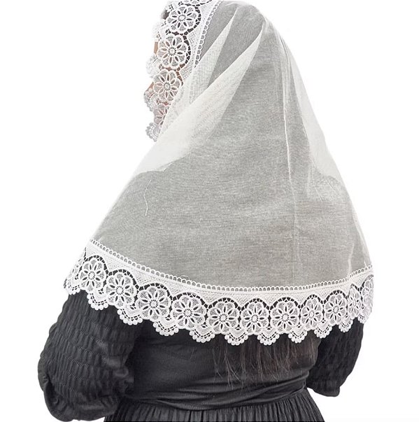 Véu CCB Congregação Cristã Renda Guipir Floral Média