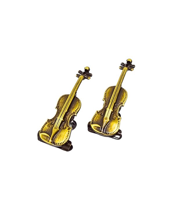 Prendedor de Hinário/ Partitura Luxo Violino Ouro Envelhecido (Par)