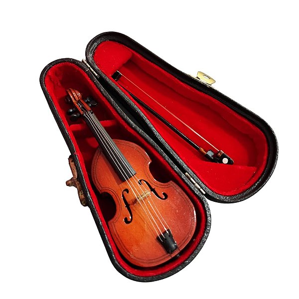 Violoncelo Mini Instrumento Musical Miniatura em Madeira com Estojo