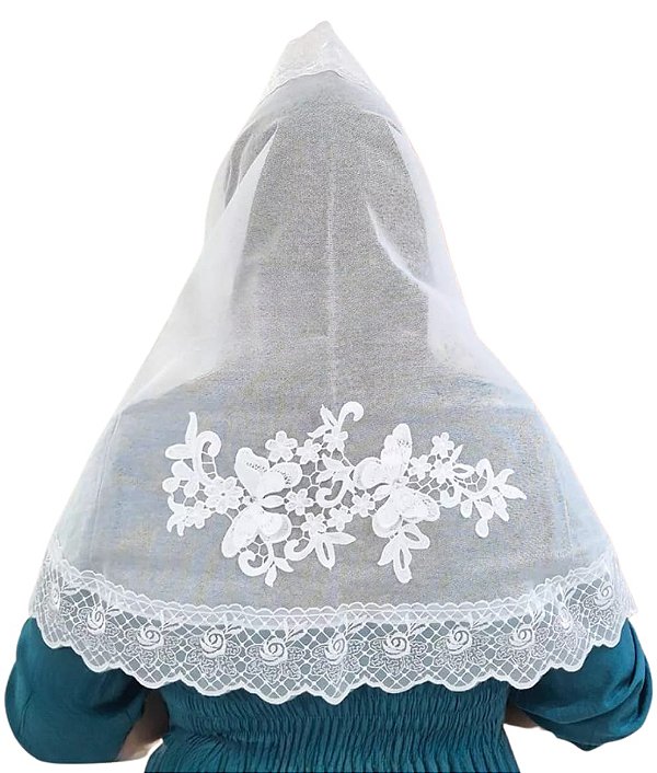 Véu CCB Congregação Cristã com Aplique Borboletas 3d e Strass