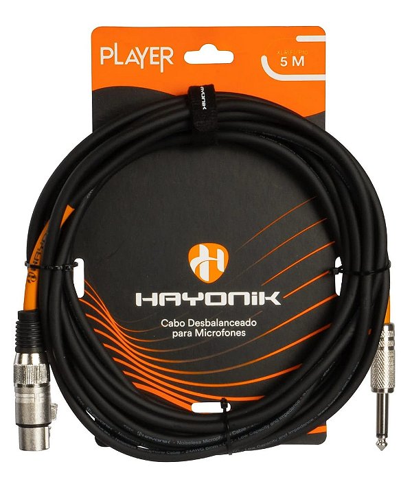 Cabo para Microfone Hayonik Player XLR (F) x P10(M) 5M Preto