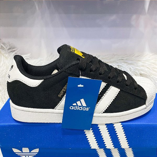 Tênis Adidas Superstar Branco Azul/ Camurça