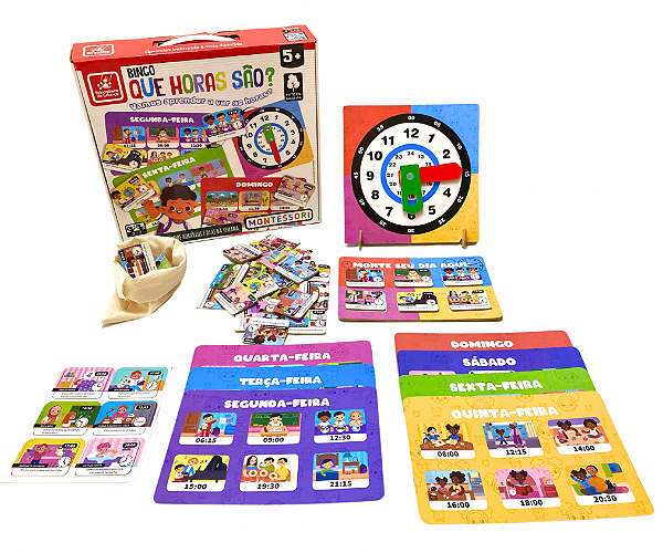 Bingo Que Horas São? Montessori - Brincadeira de Criança