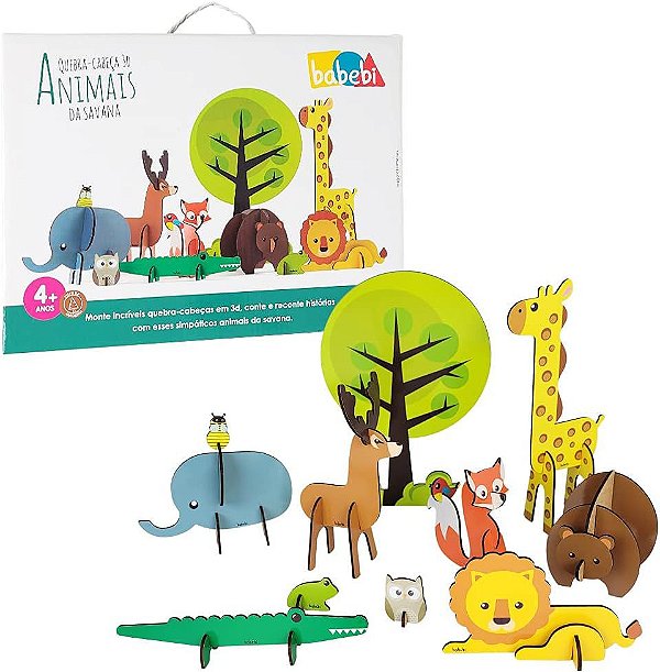 Quebra Cabeça 3D Animais da Savana - Babebi