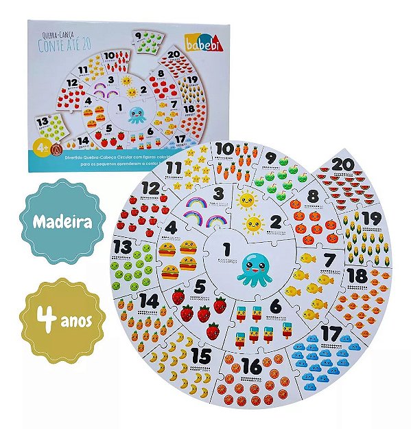 Quebra Cabeça Conte até 20 - Babebi