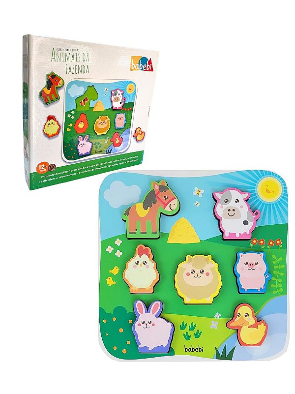 Quebra Cabeça de Encaixe Animais da Fazenda da Babebi