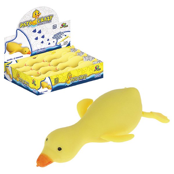 Brinquedo de Apertar Patinho Estica e Puxa Sensorial Anti Estresse - Art Brink