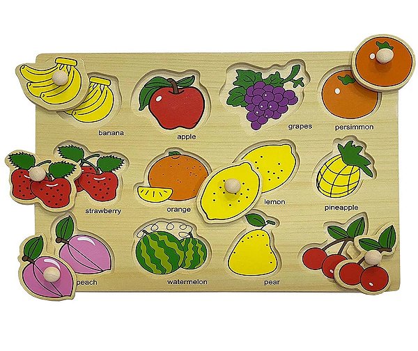 Quebra Cabeça Encaixe Divertido com Pinos Frutas - Toy Mix