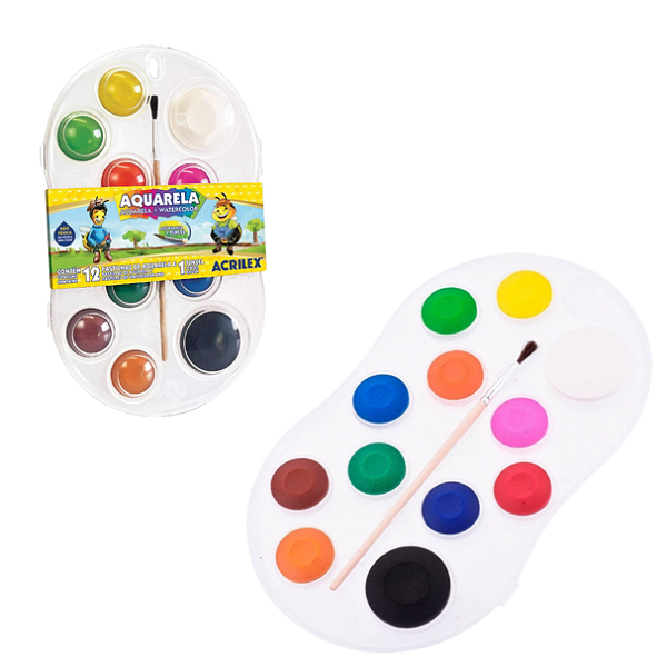 Aquarela com 12 Cores e 1 Pincel - Acrilex