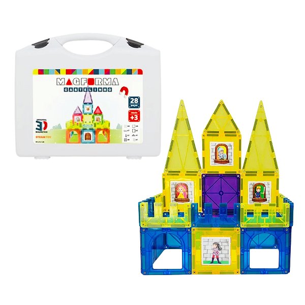 MagForma Blocos Magnéticos Castelo 28 peças - SteamToy